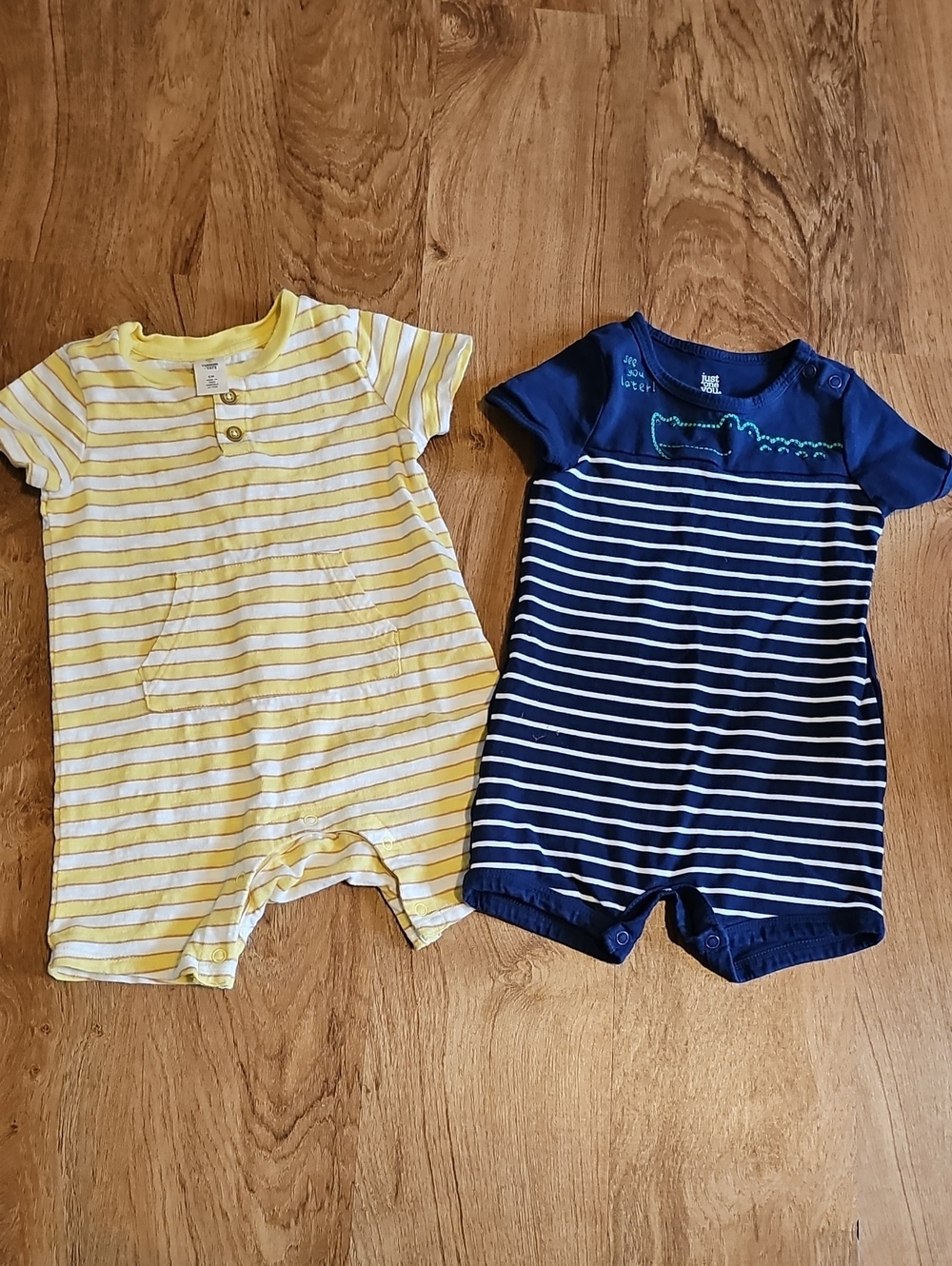 Bundle Of Short Sleeve Striped Rompers